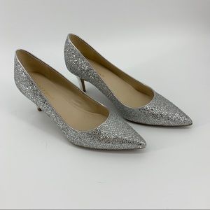 Marc Fisher Silver Sequin Pointed Heels